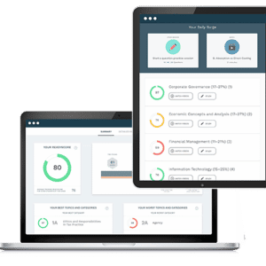 Surgent exam prep course on laptop and tablet